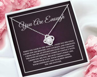 You Are Enough Necklace, Affirmation Necklace, Encouragement Gift, Forever Linked Necklace For Her, Self Love Necklace, Positive Thinking