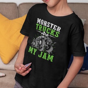 Camiseta "Monster Trucks Are My Jam", camiseta de Monster Truck, camiseta para amantes de los camiones de carreras, camiseta de Monster Truck para niños, camiseta de cumpleaños de camión, regalo para camioneros imagen 4