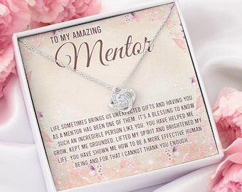 To A Wonderful Mentor Necklace, Love Knot, Mentor Gift For Women Necklace, Mentor Thank You, Gift For Mentor, Mentor Appreciation Necklace