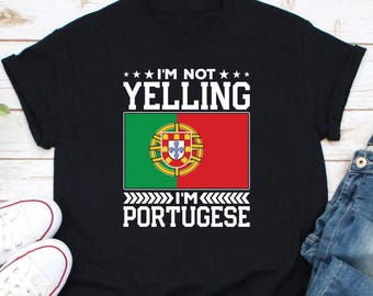 Koszulka "Nie krzyczę, jestem Portugalczykiem", Koszulka "Kocham Portugalię", Koszulka z flagą Portugalii, Koszulka z dumą Portugalii, Koszulka z portugalskimi korzeniami