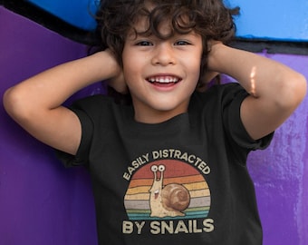 Camiseta "Fácilmente distraído por caracoles" para niños, hombres y mujeres, regalo divertido para amantes de los caracoles, camiseta de caracol mascota, camiseta de caracol de jardín, camiseta de caracol terrestre