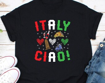 Shirt Italië Ciao, shirt liefde Italië, shirt Italiaanse cultuur, shirt Italië Hallo, Italiaans shirt, shirt Italië vlag kleur, shirt Italiaanse stijl, shirt Italiaanse stijl