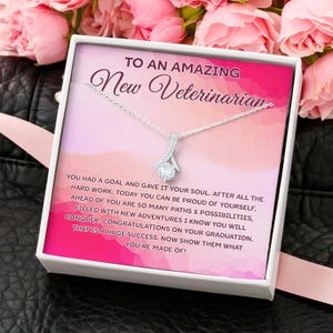To An Amazing New Veterinarian Necklace, Veterinarian Gift Necklace, Veterinary Medicine Degree, DVM Graduate Gift, Animal Doctor Graduation