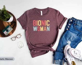 Chemise femme bionique, chirurgie de remplacement du genou, chemise club du genou bionique, chemise thérapeute du genou, cadeau pour femme bionique, chemise de récupération bionique