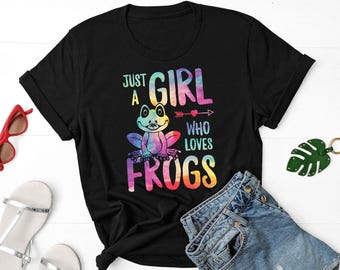 Nur ein Mädchen, das Frösche liebt Shirt, Frosch-Liebhaber-Shirt, Frosch-Mädchen-Shirt, Frosch-Liebhaber-Geschenk, ich liebe Frösche-Hemd, Frosch-Hemd, Amphibien-Frosch-Hemd