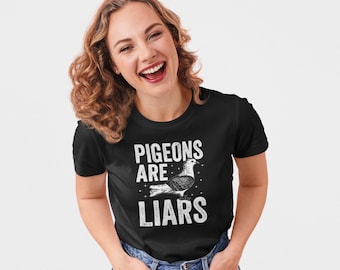 Camiseta "Las palomas son mentirosas", "Los pájaros no son reales", "Observación de aves", "Conspiración gubernamental", "Pájaros espiados", "Chiste sobre pájaros"