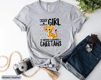 Just A Girl Who Loves Cheetahs Shirt, Cheetah Lover Shirt, Cheetah Cub Birthday Gift, Wild Big Cat Shirt, Cheetah Youth Shirt, Zookeeper Tee