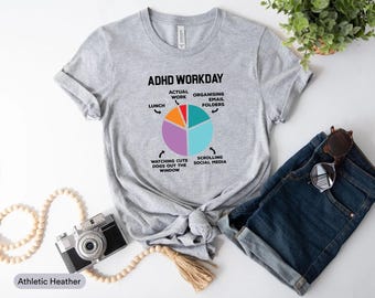 Camiseta de día laboral con TDAH, camiseta de apoyo al TDAH, camiseta de vida con TDAH, camiseta de concienciación sobre el TDAH, camiseta neurodivergente, camiseta de madre con TDAH, camiseta de guerrero con TDAH