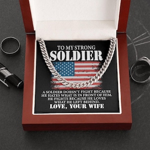 To My Soldier Love, Cuban Link Chain Necklace, Military Husband Gift