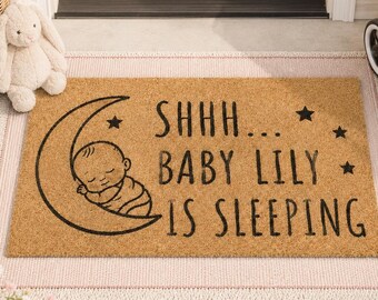 Gepersonaliseerde deurmat baby slapen, welkomstmat maan en sterren, decor veranda, deurmat kinderkamer cadeau, decor babykamer