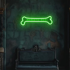 Memento Mori Bone Neon Sign,Gothic Home Neon Light,Stoic Skull Neon Decor,Goth Wall Art Sign,Dark Art Decor,Gothic Gifts Sign