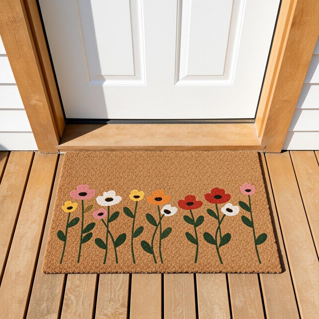 Custom Colorful Wildflower Doormat,spring Welcome Mat,cute Floral Front ...