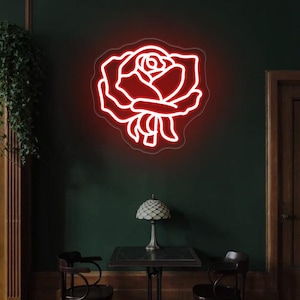 Goth Rose Neon Sign,Gothic Flower Home Decor,Goth Rose Wall Art Sign,Goth Gifts for Flower Lover,Above Bed Goth Decor,Gothic Decor Wall Art