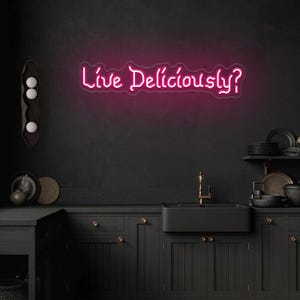 Live Deliciously Neon Sign,Home Wall Witchy Decor,Gothic Lover Gifts,Gothic Horror Sign,Satanic Decor,Witchy Gifts,Goth Dark Art Sign Decor