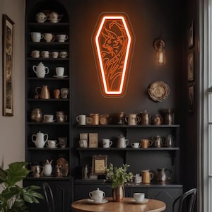 Coffin Bat Neon Sign,Gothic Home Light Decor,Gothic Lover Gifts,Goth Wall Art,Goth Home Decor,Goth Style Room Wall Dark Art,Coffin Neon Sign