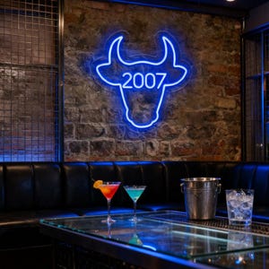 Custom Cow Year Neon Light,Custom Bull Neon Wall Art,Personalized Rodeo Year Sign,Bull Head Decor,Custom Bar Decor Sign,Mancave Decor Light