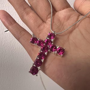 Sterling Silver Rainbow Sapphire Cross Pendant Necklace