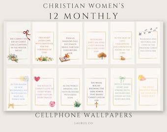 Chrześcijańska tapeta na telefon | Inspirujące cytaty, miesięczny motyw (do pobrania w wersji cyfrowej)
