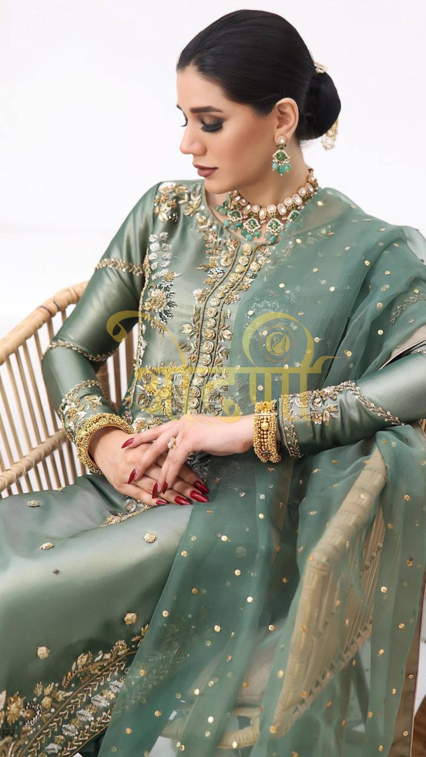 slim fit dress slacks Sea Green Semi Stitched Georgette Pakistani Suit – vastradi.com