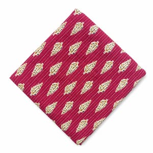 Kantha Embroidery Fabric by the Yard: 100% Cotton Indian Print Red