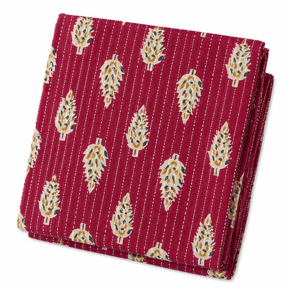 Kantha Embroidery Fabric by the Yard: 100% Cotton Indian Print