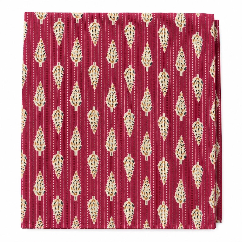 Kantha Embroidery Fabric by the Yard: 100% Cotton Indian Print image 3