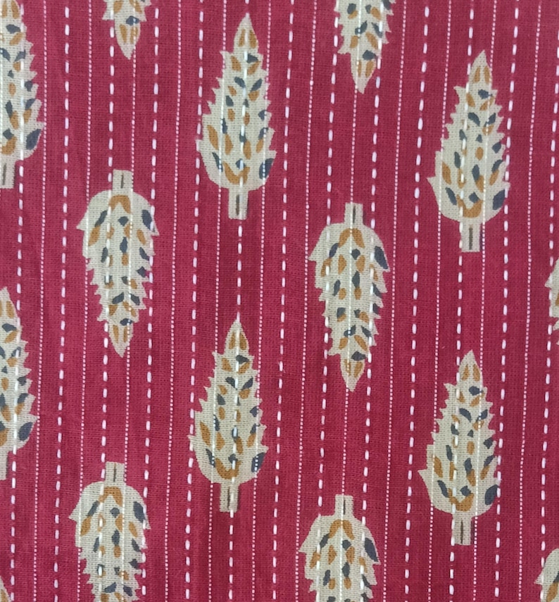 Kantha Embroidery Fabric by the Yard: 100% Cotton Indian Print image 4