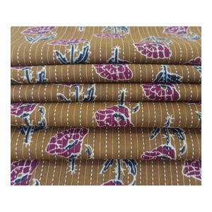 Kantha Embroidery Fabric by the Yard: 100% Cotton Indian Print image 6