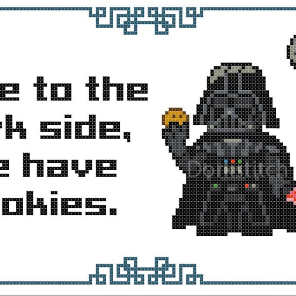 Darth Vader - Come to the Dark Side we have Cookies/Cupcakes/Math (Multiple Pattern Styles!) - PDF Cross-stitch pattern - Instant Download!