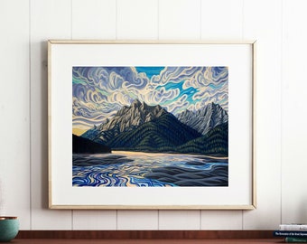 Medicine lake, 11x14, art print, canadian artist, ready to frame