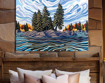 True North, Muskoka, Kawartha Lakes, Ontario, Giclee, canvasprint, Canadese kunstenaar, klaar om op te hangen
