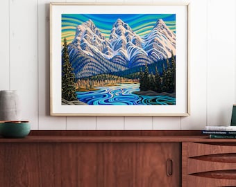 Three Sisters, Canmore, 11x14, print, Canadian artist