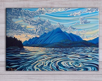 Zonsondergang, Lake Koocanusa Giclee