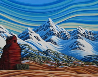 Old Timer, Pincher Creek, Limited Edition, Canvas Print, Giclee, 24X48, Art Print, Canadian Artist