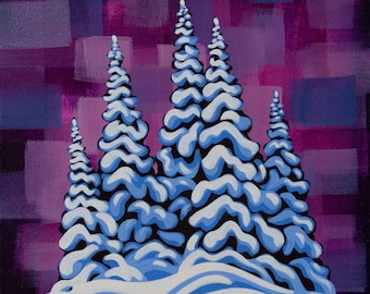 Snowghosts XXVIII, 12"X12", original painting, Canadian Artist, ready to hang, gallery canvas