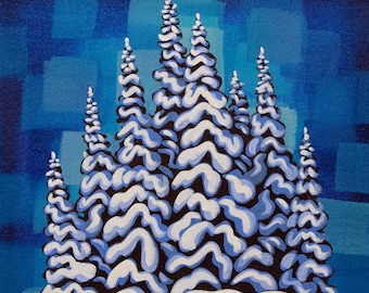 Snowghosts XXVII, 12"X12", original painting, Canadian Artist, ready to hang, gallery canvas