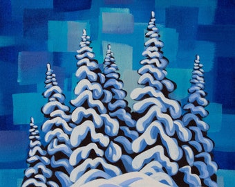 Snowghosts XXIII, 12"X12", original painting, Canadian Artist, ready to hang, gallery canvas