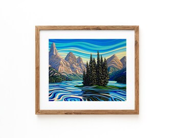 Spirit Island, Jasper, National Park, 11x14, Art Print, Canadian Artist, Landscape