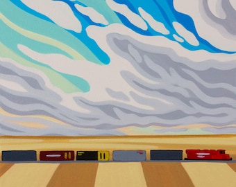 The Long Haul, 12"X12", original painting, Canadian Artist, ready to hang, gallery canvas