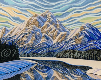 Pyramid Lake, 8X10, Art Print, Canadian Artist, Ready To Frame, Landscape Painting, reproduction