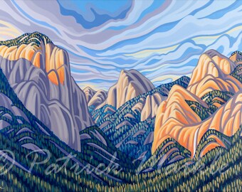 Yosemite Valley Canvas Print, El Capitan, Cathedral Rocks, Canadian Artist (24x36)