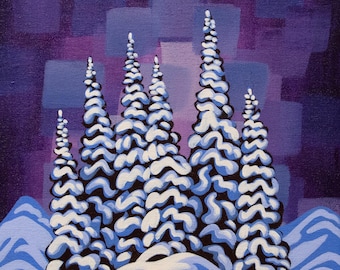 High Alpine IX, 12"X12", original painting, Canadian Artist, ready to hang, gallery canvas