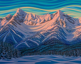 Diepvries, Fernie 30" x 60", print op canvas, Canadese kunstenaar, galeriedoek