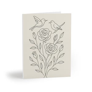 Charming Floral Greeting Cards for All Occasions, Elegant Bird and Rose Design, Perfect for Birthdays, Weddings, Thank You Notes