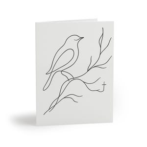 Set di biglietti d'auguri minimalisti con uccelli, elegante cancelleria per tutte le occasioni, regalo perfetto per gli amanti della natura, biglietti scritti a mano, inviti