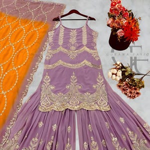 Pakistani Eid Special Indian Dress Sharara Kurti Dupatta Suit,Sharara Kurti Ramadan Partywear Salwar Kameez Ready To Wear Indian Suit