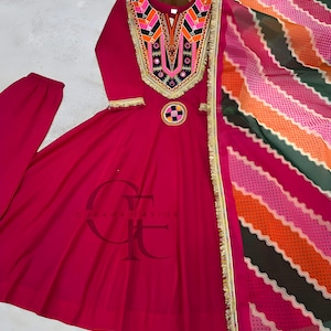 Navratri Anarkali Festival Outfit Garba Dress for girls ready to wear Anarkali  Full Flair Garba  Gamthi Kodi Work