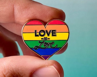 Love is Love Pride Enamel Pin, Pride Pin, Heart Pin, Love Pin, Love is Love, Pride, Proud, Gay, Rainbow, Heart, Gift