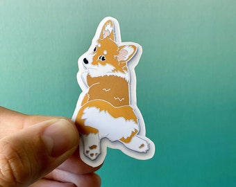 Corgi Sploot Sticker, Dog Sticker, Funny Dog Gift