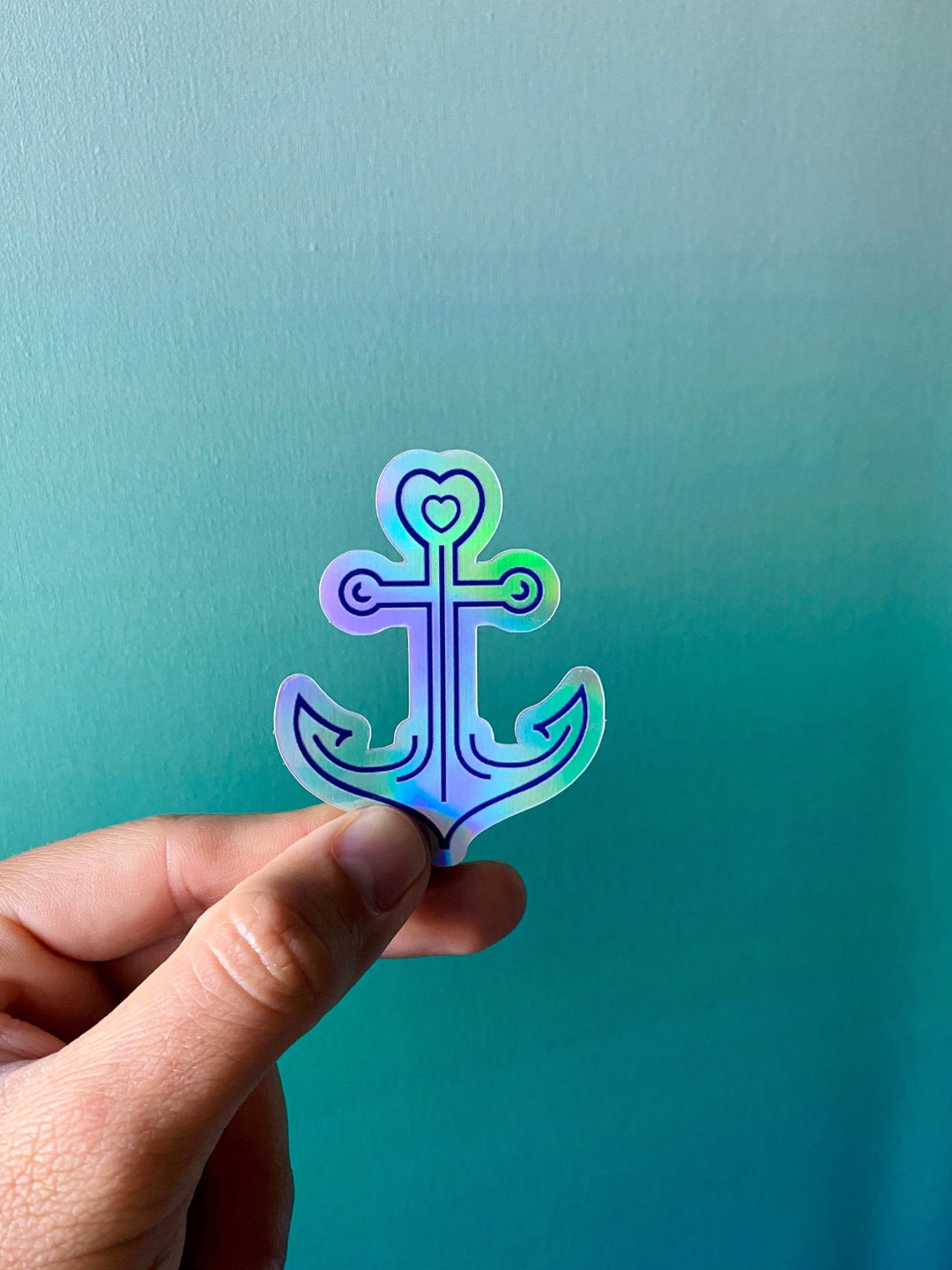 Anchor, Anchor Sticker, Rainbow, Holographic Sticker, Sticker, Nautical